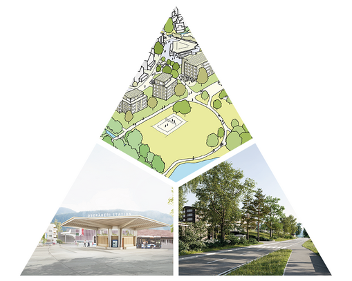 Dreieck mit drei Bildern zu Oberägeri