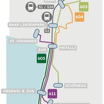 Linienverknüpfung Linie 603 und 611